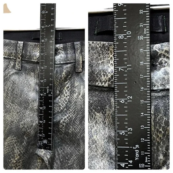 J. Brand Black Golden Snakeskin Coated Legging Jean Size 26 Edgy Club Night Life - Picture 8 of 12